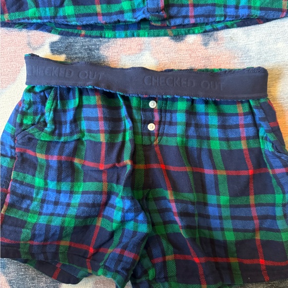 Aerie Flannel Blue and Green Plaid Pajama Set (Matching Dog PJs also for sale) - Picture 5 of 12